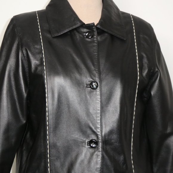 Piel & MODA Black Leather  Blazer / Jacket SIZE 40 - Picture 8 of 16